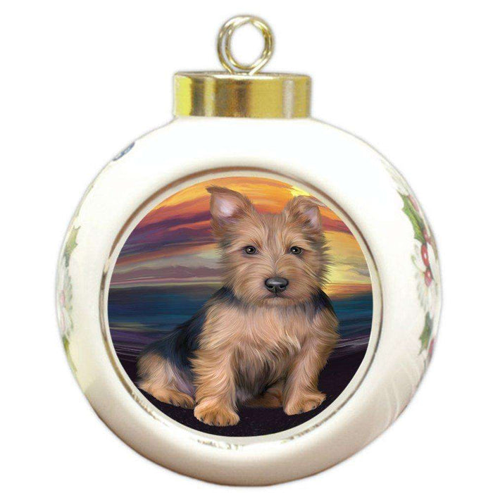 Australian Terrier Dog Round Ball Christmas Ornament RBPOR48478