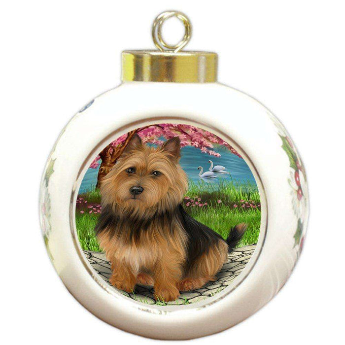 Australian Terrier Dog Round Ball Christmas Ornament RBPOR48480