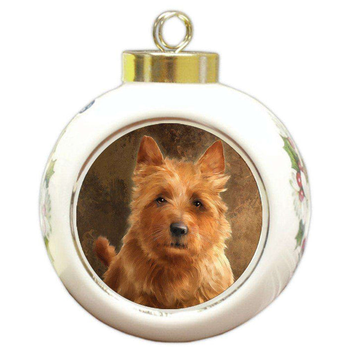 Australian Terrier Dog Round Ball Christmas Ornament