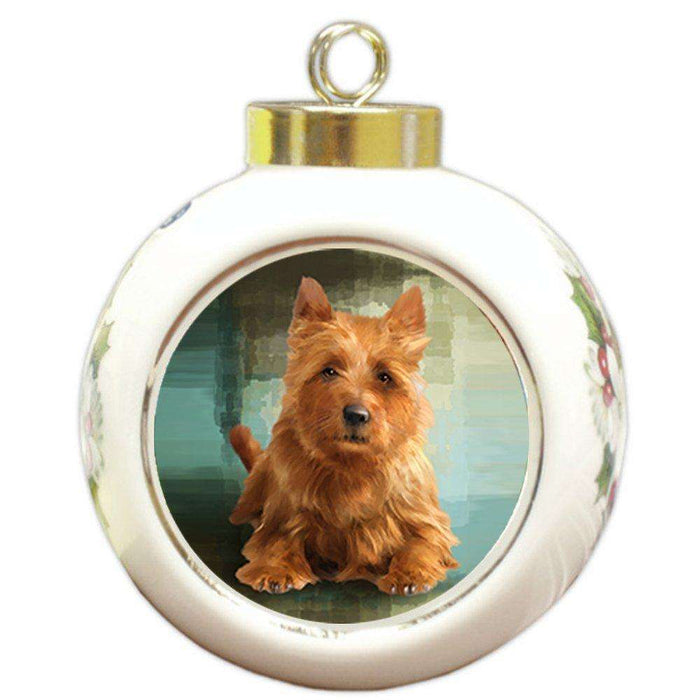 Australian Terrier Dog Round Ball Christmas Ornament
