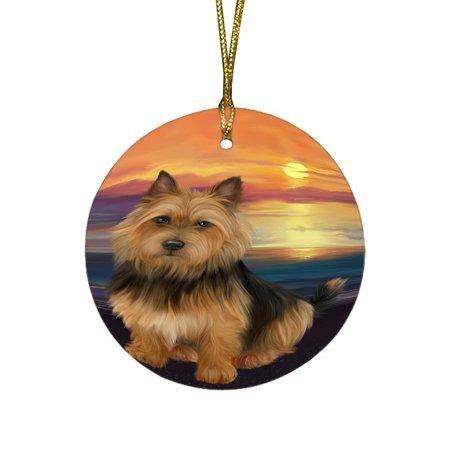 Australian Terrier Dog Round Christmas Ornament RFPOR48465