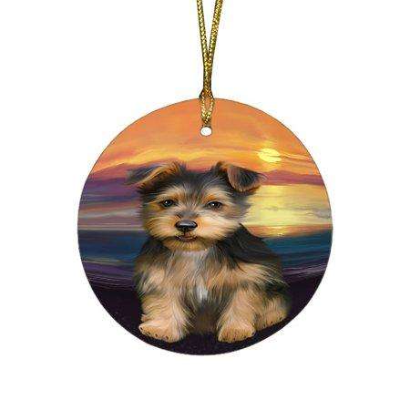 Australian Terrier Dog Round Christmas Ornament RFPOR48466