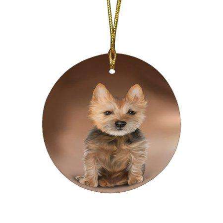 Australian Terrier Dog Round Christmas Ornament RFPOR48470