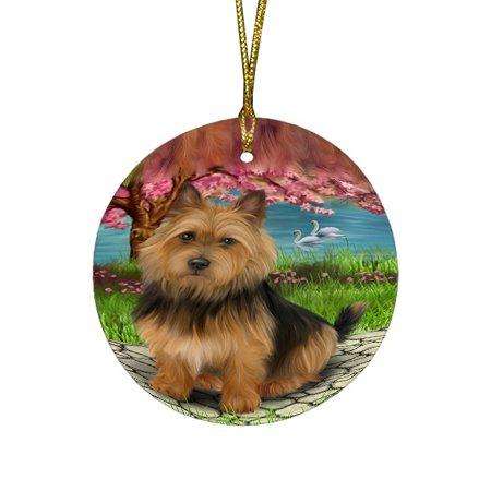 Australian Terrier Dog Round Christmas Ornament RFPOR48471