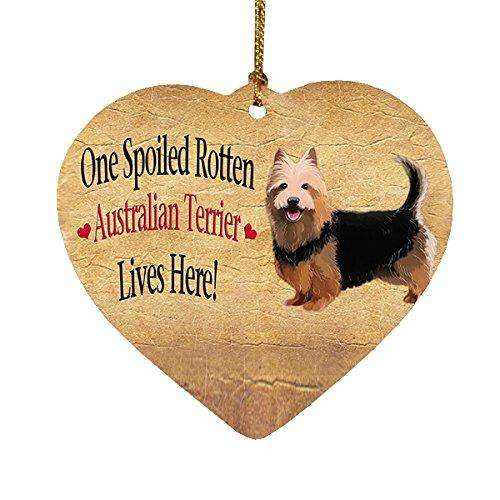Australian Terrier Spoiled Rotten Dog Heart Christmas Ornament