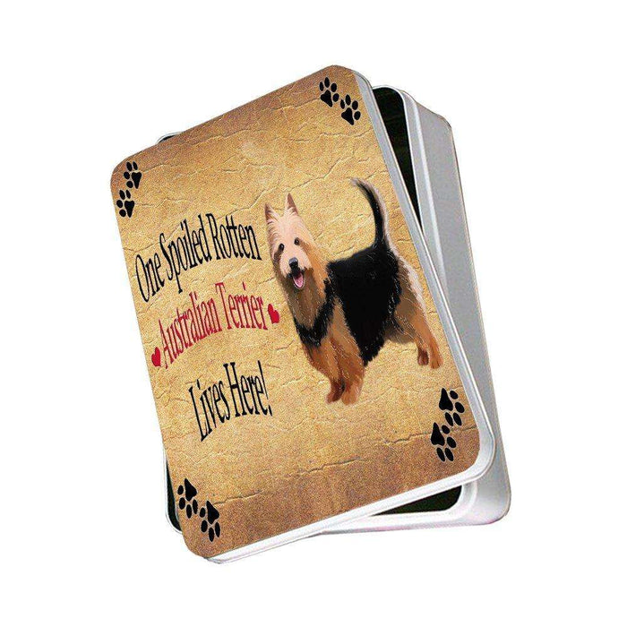 Australian Terrier Spoiled Rotten Dog Photo Storage Tin