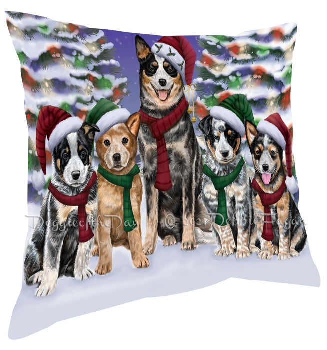 Christmas Family Portrait Australian Cattle Dog Pillow with Top Quality High-Resolution Images - Ultra Soft Pet Pillows for Sleeping - Reversible & Comfort - Ideal Gift for Dog Lover - Cushion for Sofa Couch Bed - 100% Polyester