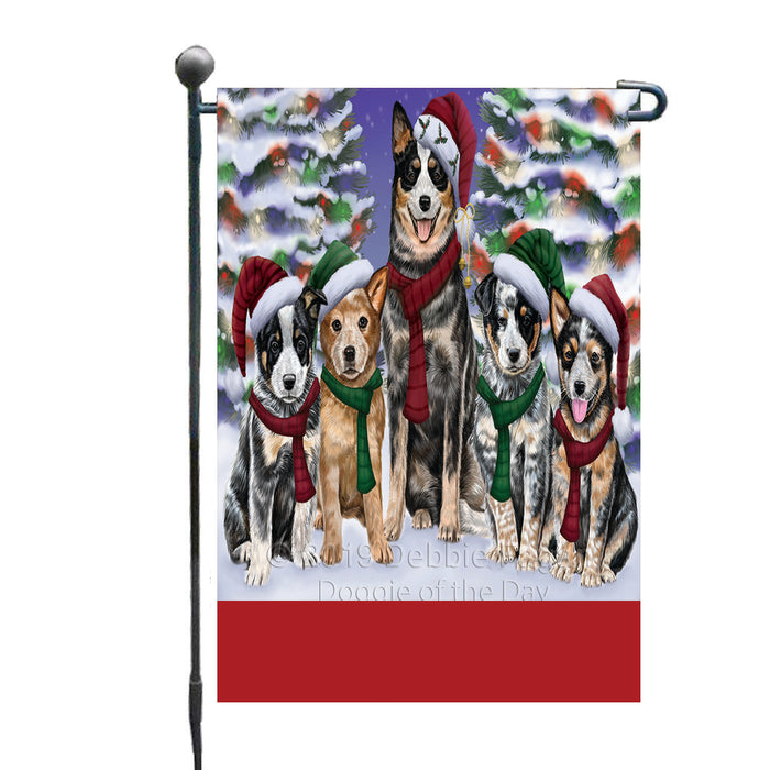 Personalized Christmas Happy Holidays Australian Cattle Dogs Family Portraits Custom Garden Flags GFLG-DOTD-A59084