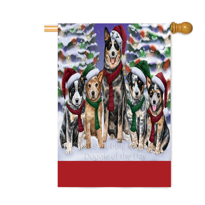 Personalized Christmas Happy Holidays Australian Cattle Dogs Family Portraits Custom House Flag FLG-DOTD-A59140