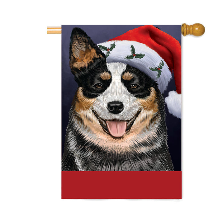 Personalized Christmas Holidays Australian Cattle Dog Wearing Santa Hat Portrait Head Custom House Flag FLG-DOTD-A59850