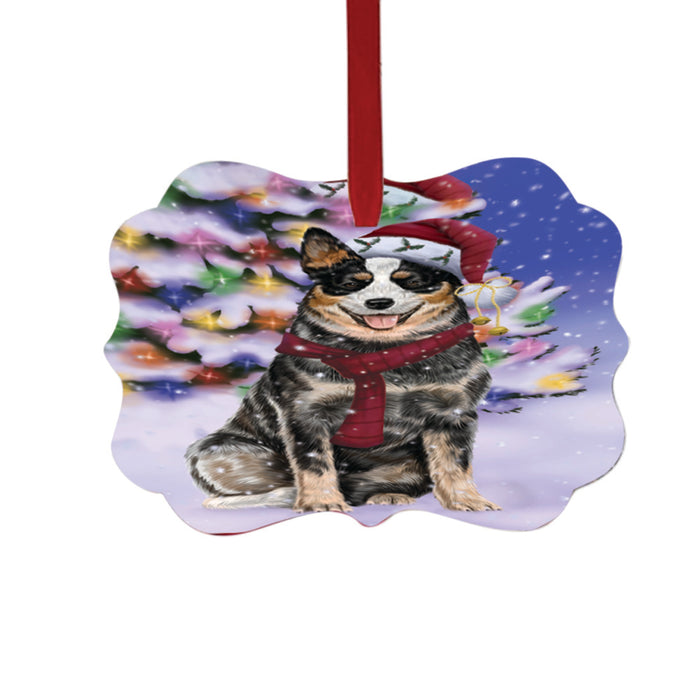 Winterland Wonderland Australian Cattle Dog In Christmas Holiday Scenic Background Double-Sided Photo Benelux Christmas Ornament LOR49495