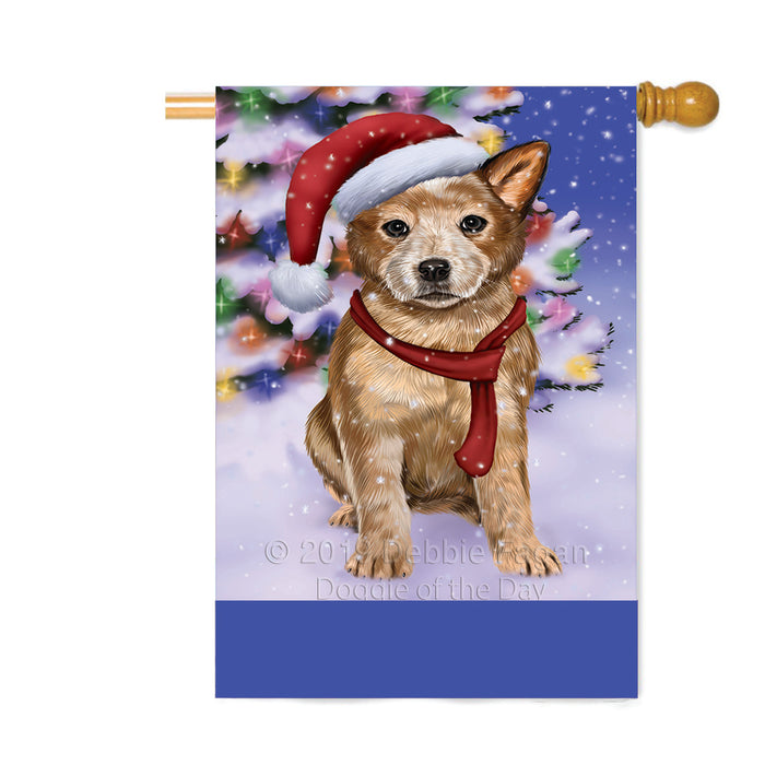 Personalized Winterland Wonderland Australian Cattle Dog In Christmas Holiday Scenic Background Custom House Flag FLG-DOTD-A61265