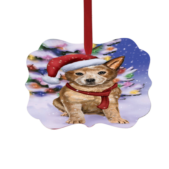 Winterland Wonderland Australian Cattle Dog In Christmas Holiday Scenic Background Double-Sided Photo Benelux Christmas Ornament LOR49496