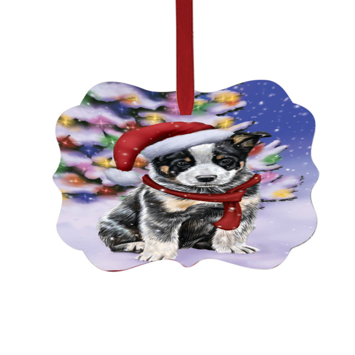 Winterland Wonderland Australian Cattle Dog In Christmas Holiday Scenic Background Double-Sided Photo Benelux Christmas Ornament LOR49497