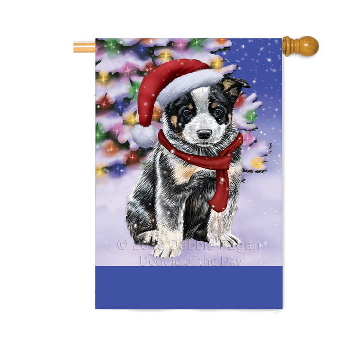 Personalized Winterland Wonderland Australian Cattle Dog In Christmas Holiday Scenic Background Custom House Flag FLG-DOTD-A61266