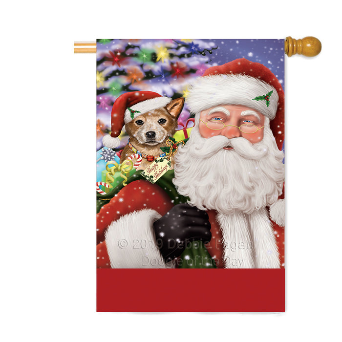 Personalized Santa Carrying Australian Cattle Dog and Christmas Presents Custom House Flag FLG-DOTD-A63391