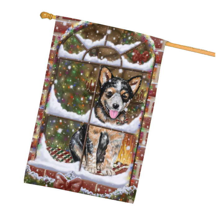 Please come Home for Christmas Australian Cattle Dog House Flag Outdoor Decorative Double Sided Pet Portrait Weather Resistant Premium Quality Animal Printed Home Decorative Flags 100% Polyester FLG67969