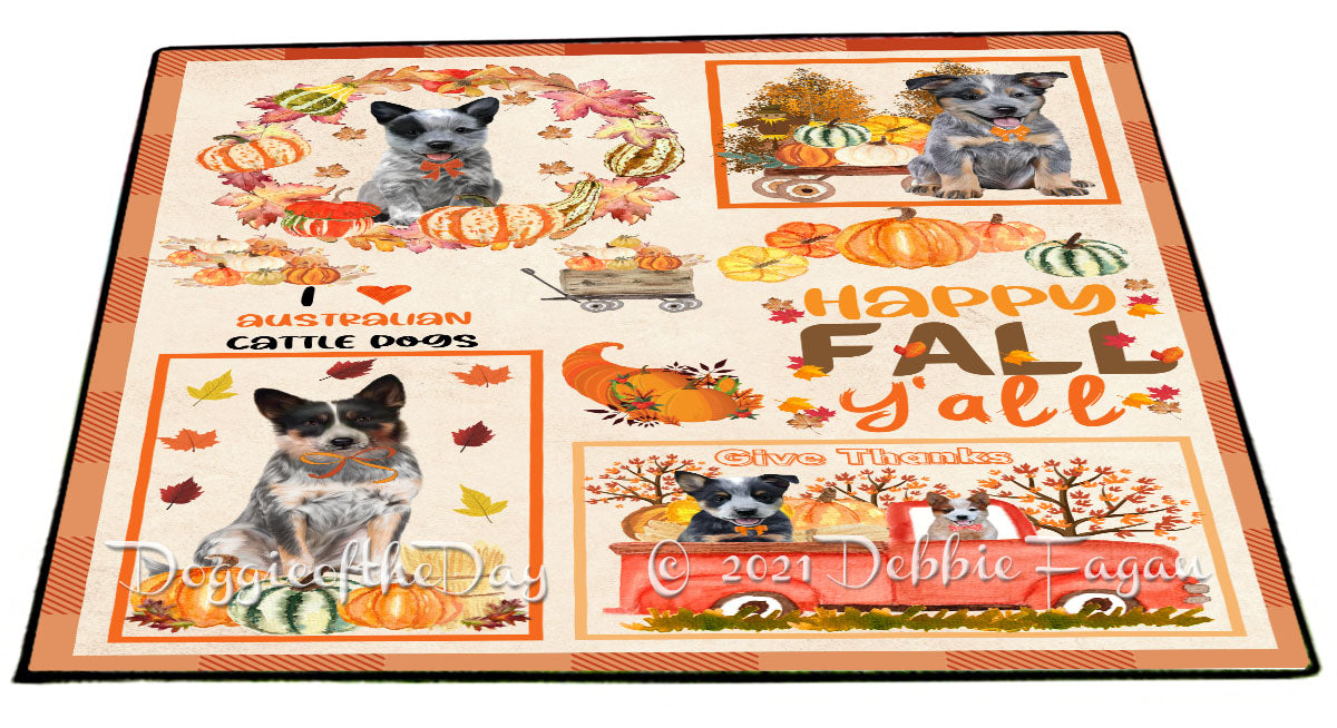 Happy Fall Y'all Pumpkin Australian Cattle Dog Indoor/Outdoor Welcome Floormat - Premium Quality Washable Anti-Slip Doormat Rug FLMS58522