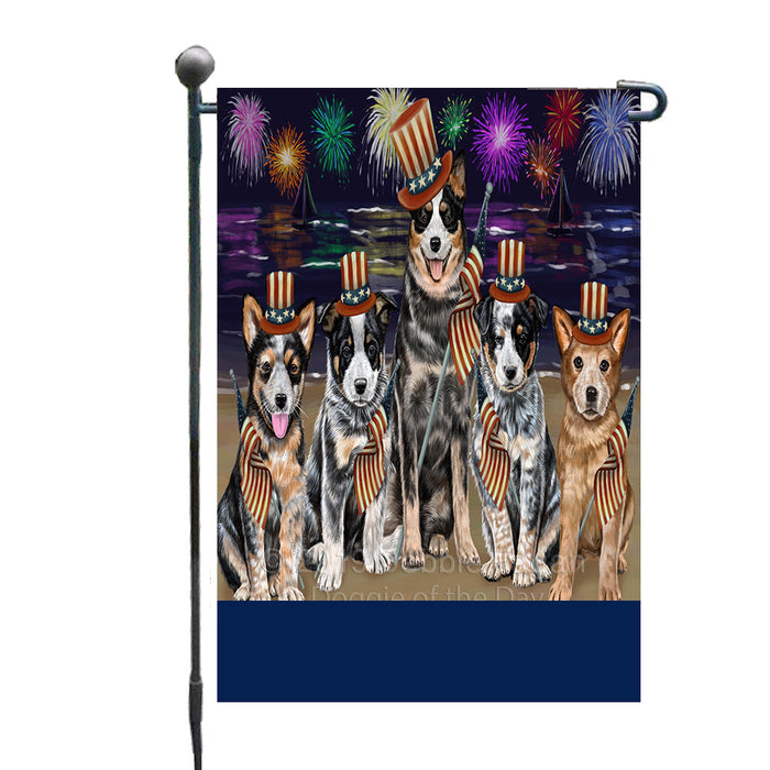 Personalized 4th of July Firework Australian Cattle Dogs Custom Garden Flags GFLG-DOTD-A57742