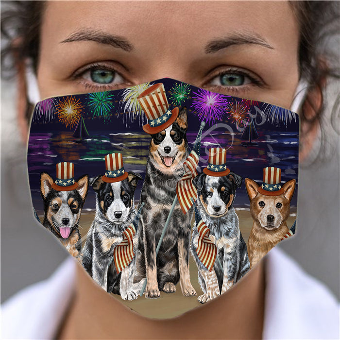 4th of July Independence Day Australian Cattle Dogs Face Mask FM49369