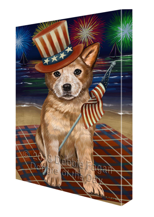4th of July Independence Day Firework Australian Cattle Dog Canvas Wall Art CVS53508