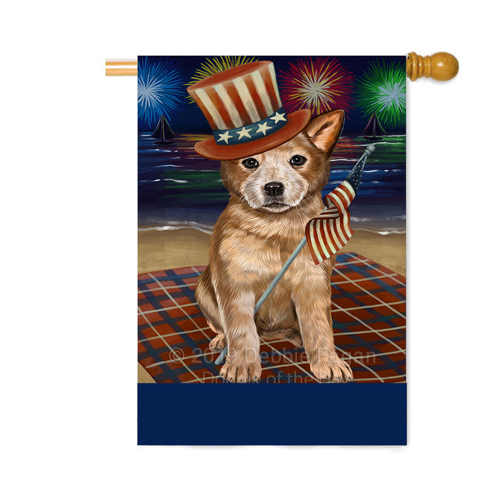 Personalized 4th of July Firework Australian Cattle Dog Custom House Flag FLG-DOTD-A57799