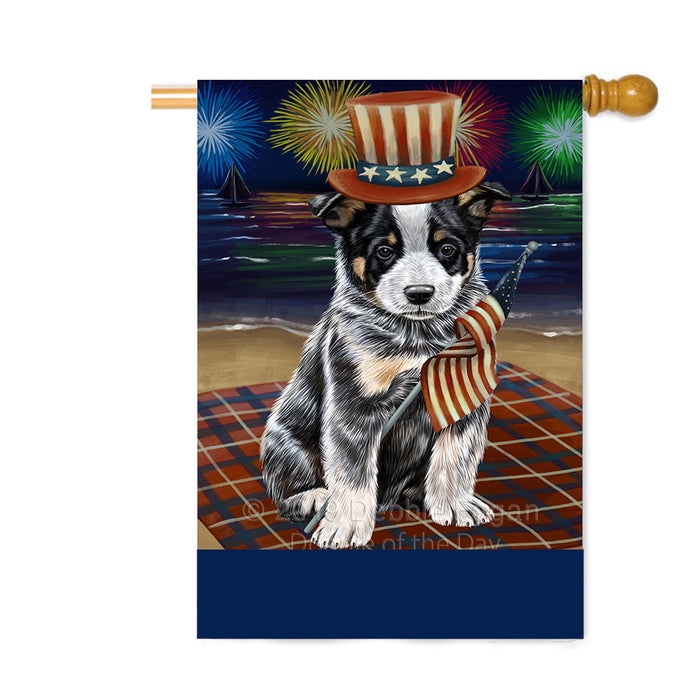Personalized 4th of July Firework Australian Cattle Dog Custom House Flag FLG-DOTD-A57800