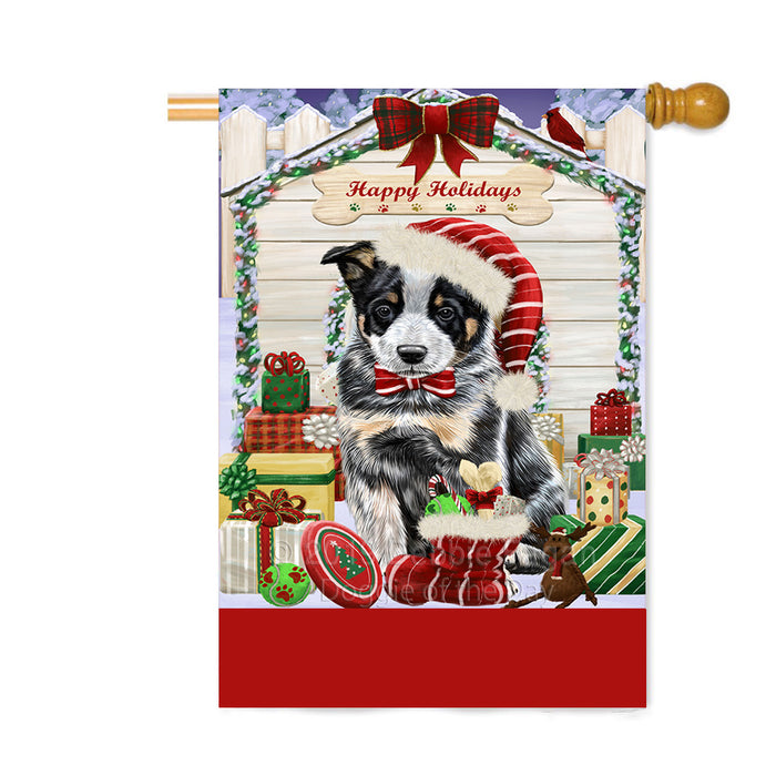 Personalized Happy Holidays Christmas Australian Cattle Dog House with Presents Custom House Flag FLG-DOTD-A59320
