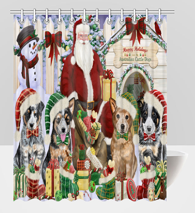 Happy Holidays Christmas Australian Cattle Dogs House Gathering Shower Curtain