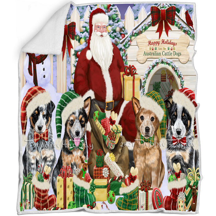 Happy Holidays Christmas Australian Cattle Dogs House Gathering Blanket BLNKT77538