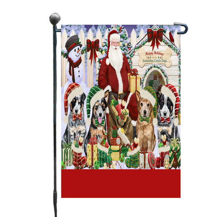 Personalized Happy Holidays Christmas Australian Cattle Dogs House Gathering Custom Garden Flags GFLG-DOTD-A58491