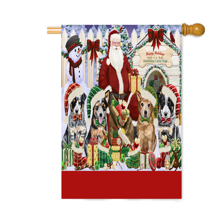 Personalized Happy Holidays Christmas Australian Cattle Dogs House Gathering Custom House Flag FLG-DOTD-A58547