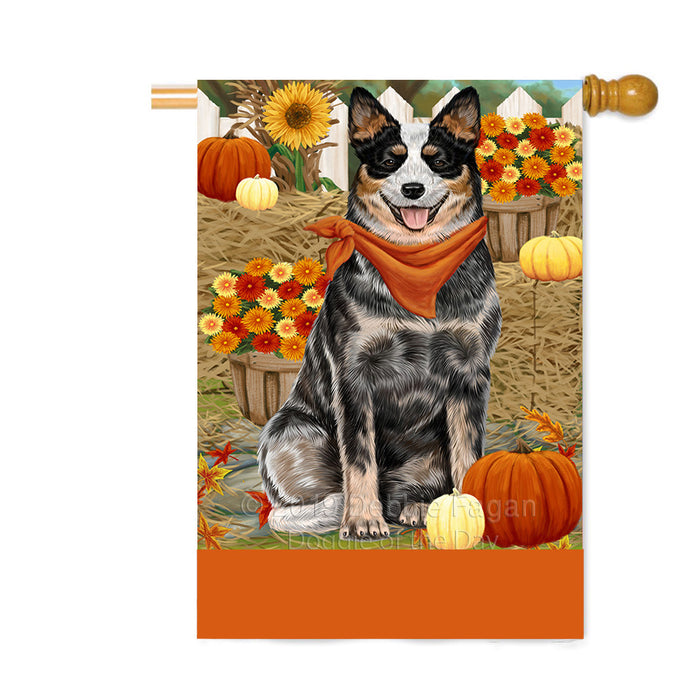 Personalized Fall Autumn Greeting Australian Cattle Dog with Pumpkins Custom House Flag FLG-DOTD-A61827