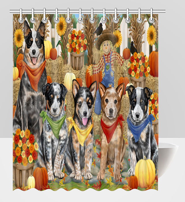 Fall Festive Harvest Time Gathering Australian Cattle Dogs Shower Curtain