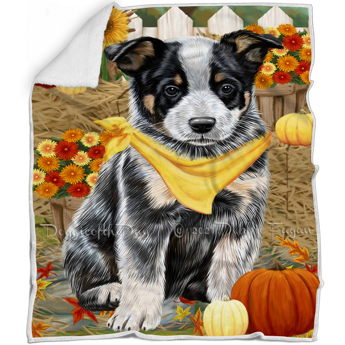 Fall Autumn Greeting Australian Cattle Dog with Pumpkins Blanket BLNKT72102