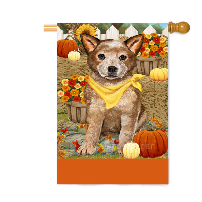 Personalized Fall Autumn Greeting Australian Cattle Dog with Pumpkins Custom House Flag FLG-DOTD-A61829