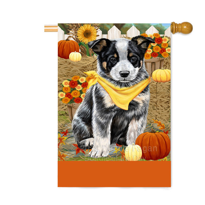 Personalized Fall Autumn Greeting Australian Cattle Dog with Pumpkins Custom House Flag FLG-DOTD-A61830
