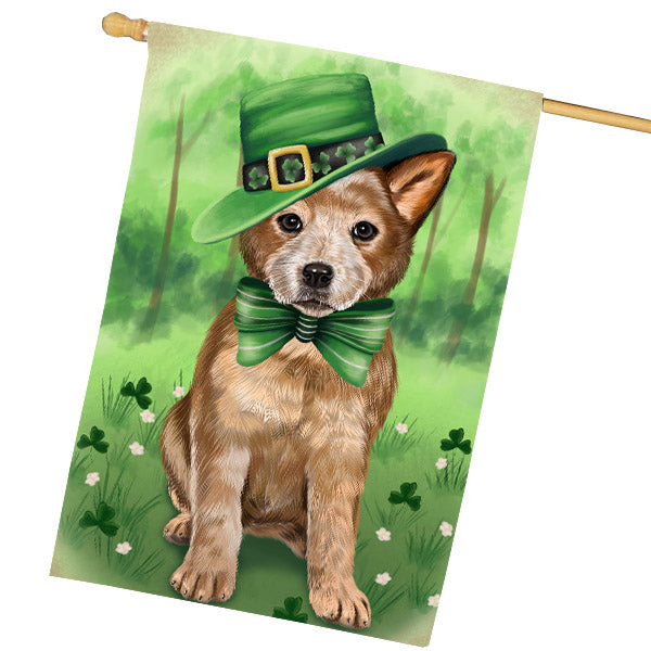 St. Patrick's Day Australian Cattle Dog House Flag Outdoor Decorative Double Sided Pet Portrait Weather Resistant Premium Quality Animal Printed Home Decorative Flags 100% Polyester FLG69698