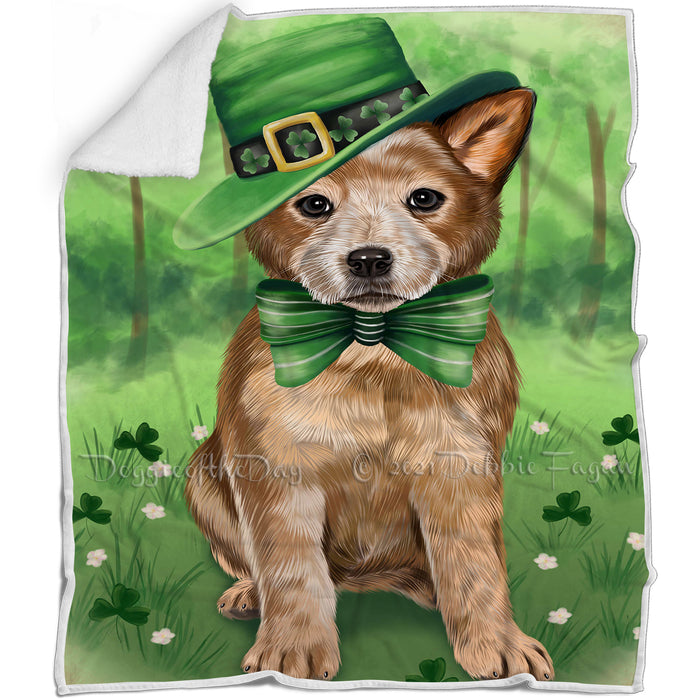 St. Patricks Day Irish Portrait Australian Cattle Dog Blanket BLNKT142312