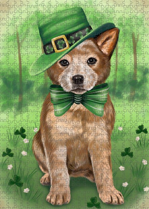 St. Patrick's Day Australian Cattle Dog Portrait Jigsaw Puzzle for Adults Animal Interlocking Puzzle Game Unique Gift for Dog Lover's with Metal Tin Box PZL1005