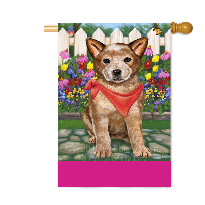 Personalized Spring Floral Australian Cattle Dog Custom House Flag FLG-DOTD-A62772