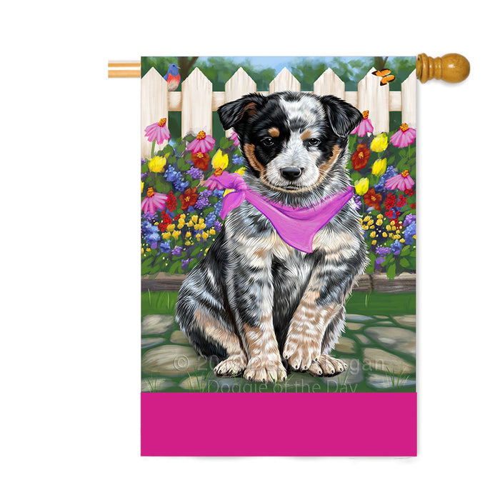 Personalized Spring Floral Australian Cattle Dog Custom House Flag FLG-DOTD-A62773