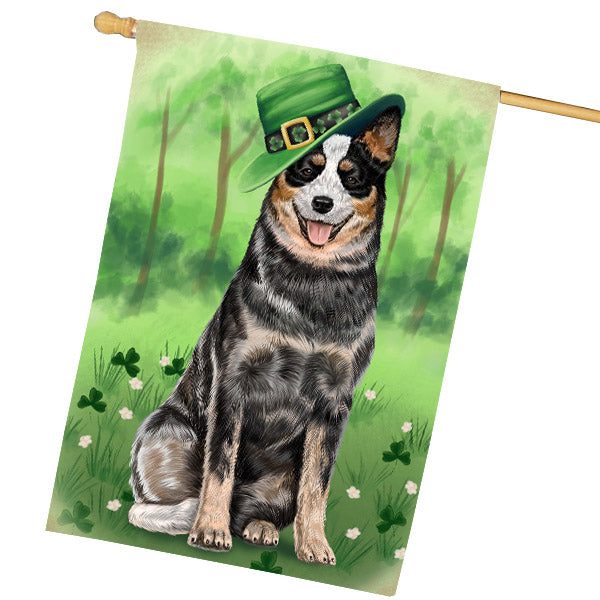 St. Patrick's Day Australian Cattle Dog House Flag Outdoor Decorative Double Sided Pet Portrait Weather Resistant Premium Quality Animal Printed Home Decorative Flags 100% Polyester FLG69699