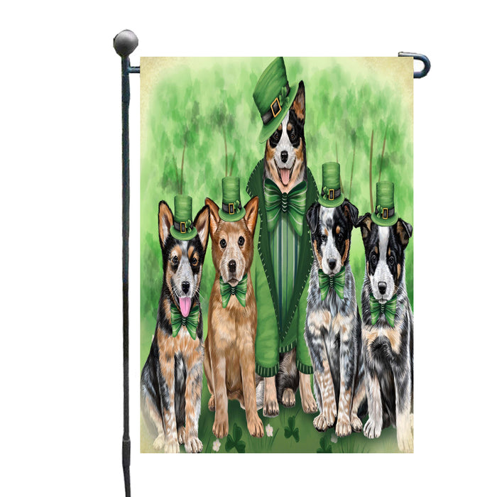 St. Patrick's Day Family Australian Cattle Dogs Garden Flags Outdoor Decor for Homes and Gardens Double Sided Garden Yard Spring Decorative Vertical Home Flags Garden Porch Lawn Flag for Decorations