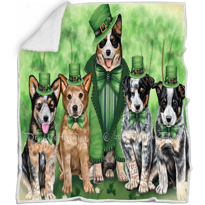 St. Patricks Day Irish Portrait Australian Cattle Dogs Blanket BLNKT142311
