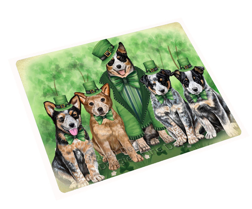 St. Patrick's Day Family Australian Cattle Dogs Cutting Board - For Kitchen - Scratch & Stain Resistant - Designed To Stay In Place - Easy To Clean By Hand - Perfect for Chopping Meats, Vegetables