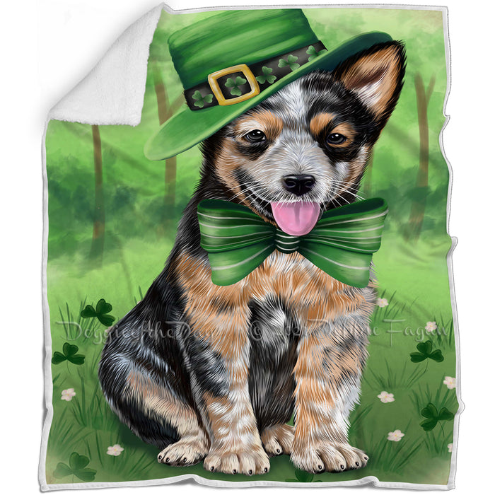St. Patricks Day Irish Portrait Australian Cattle Dog Blanket BLNKT142313