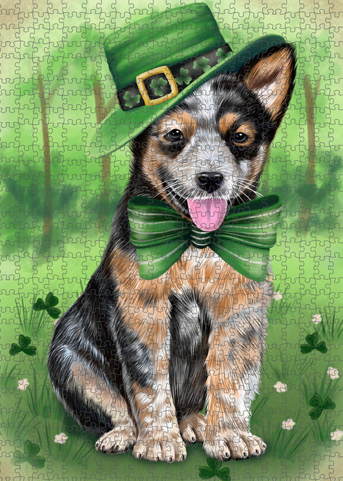 St. Patrick's Day Australian Cattle Dog Portrait Jigsaw Puzzle for Adults Animal Interlocking Puzzle Game Unique Gift for Dog Lover's with Metal Tin Box PZL1008