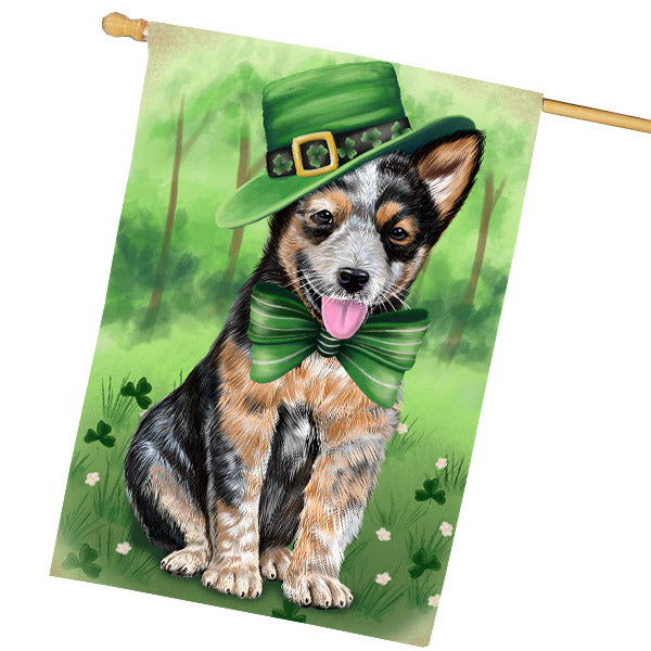 St. Patrick's Day Australian Cattle Dog House Flag Outdoor Decorative Double Sided Pet Portrait Weather Resistant Premium Quality Animal Printed Home Decorative Flags 100% Polyester FLG69701