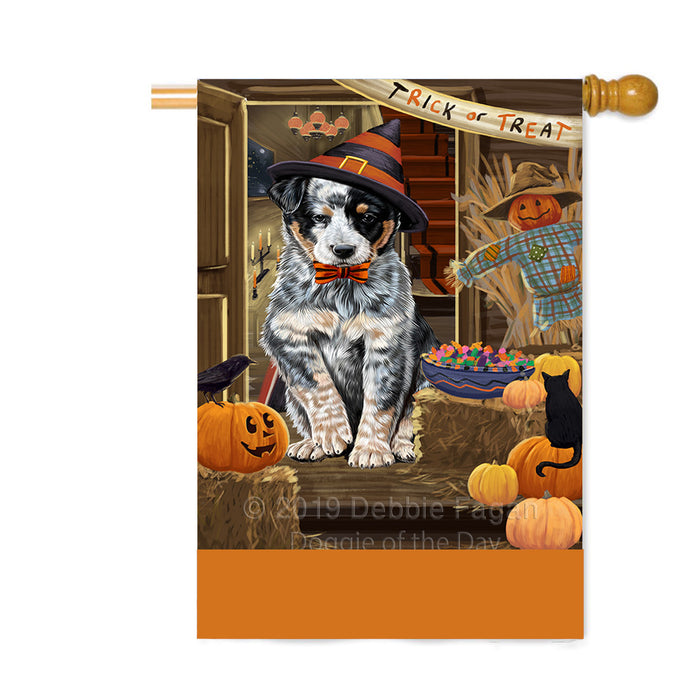 Personalized Enter at Own Risk Trick or Treat Halloween Australian Cattle Dog Custom House Flag FLG-DOTD-A59487